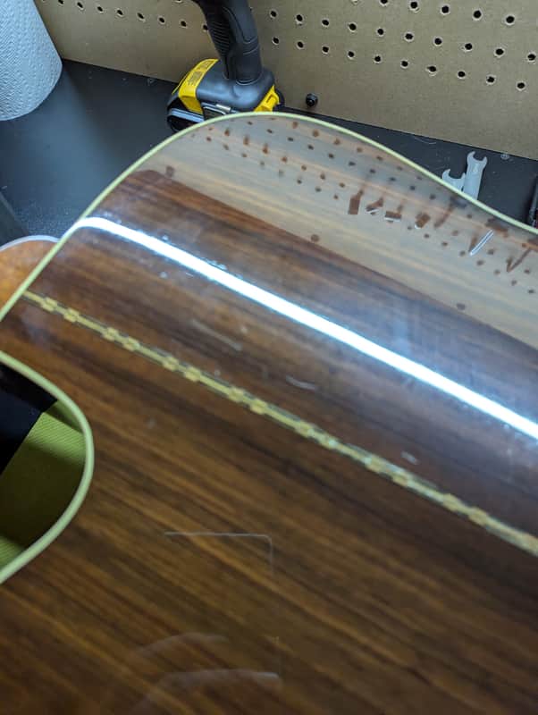 1999 Gibson Songbird Deluxe - rosewood back upper bout detail - Pauls Guitar Hideout