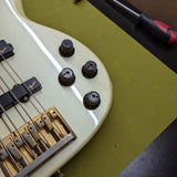 1989 Fender Precision Bass Lyte MIJ - controls and bridge close-up - Pauls Guitar Hideout