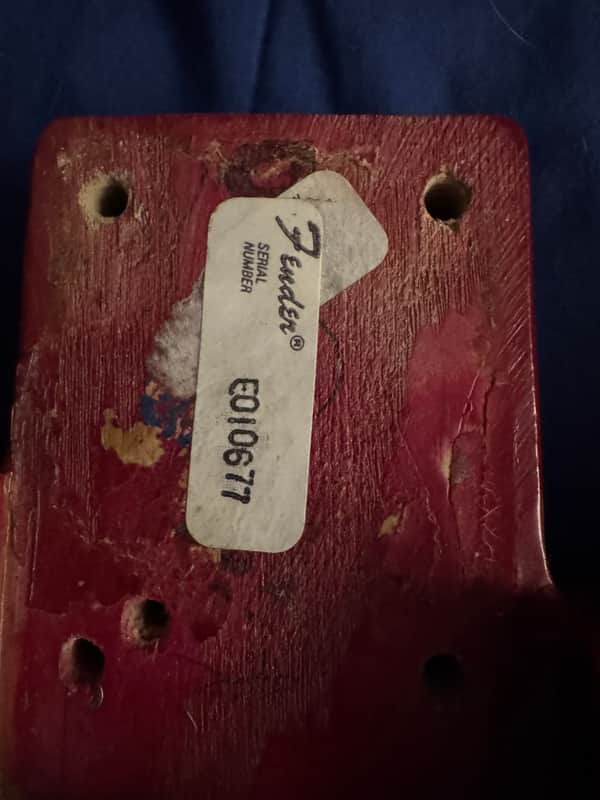 Late 70s Fender Lead Body Red - neck pocket serial label - Pauls Guitar Hideout