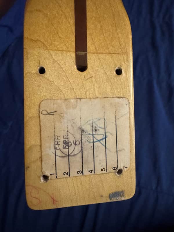 1981 Fender Bullet - neck pocket with factory sticker - Pauls Guitar Hideout