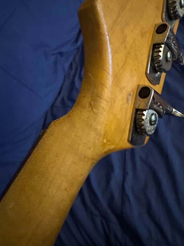 80s Phil Kubicki Bass Neck Rosewood - headstock side angle with tuners - Pauls Guitar Hideout