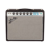 Fender '68 Custom Princeton Reverb 1x10 tube combo amp, front view with the silver and turquoise control panel and silver grille