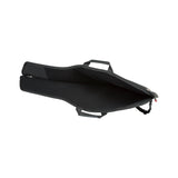 Fender FESS610 short scale electric guitar gig bag in black, open with the microfiber lining showing