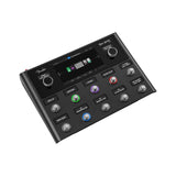 Fender Tone Master Pro at an angle, black housing with the touchscreen and colored footswitch rings