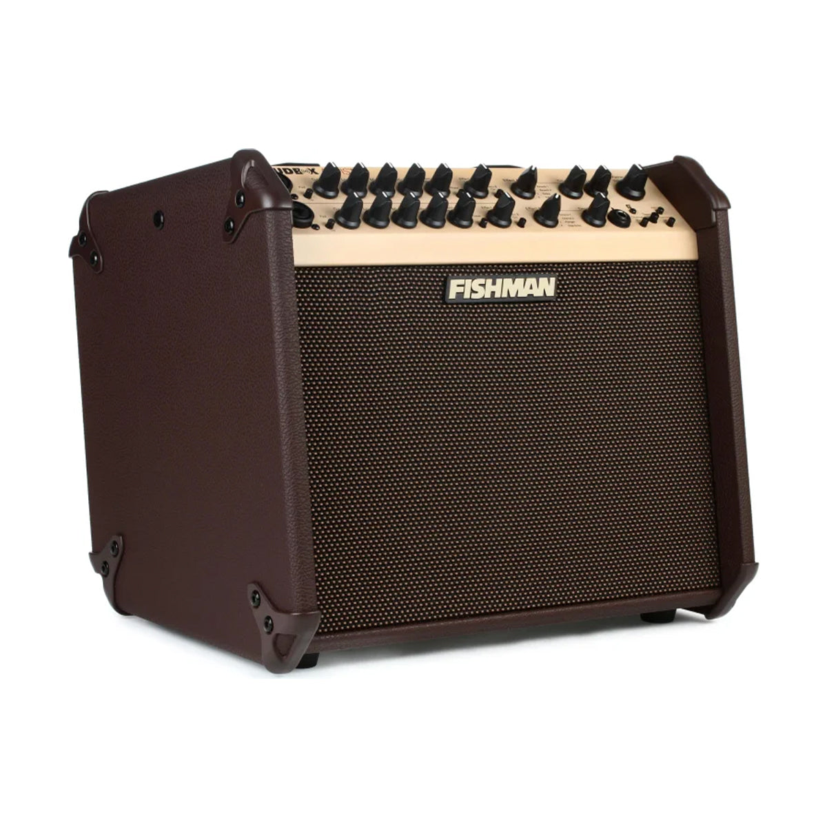 Fishman Loudbox Artist BT acoustic amplifier, front three-quarter angle showing the grille and control panel