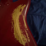 Late 70s Fender Lead Body Red - back upper bout wear close-up - Pauls Guitar Hideout