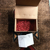 JHS AT+, red: the open box with its red paper fill and the instruction sheet
