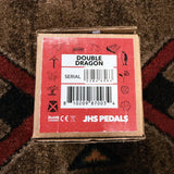 JHS Double Dragon Lo-Fi Octave Device, yellow: box end label reading Double Dragon with serial 0284 8563, the same as the pedal