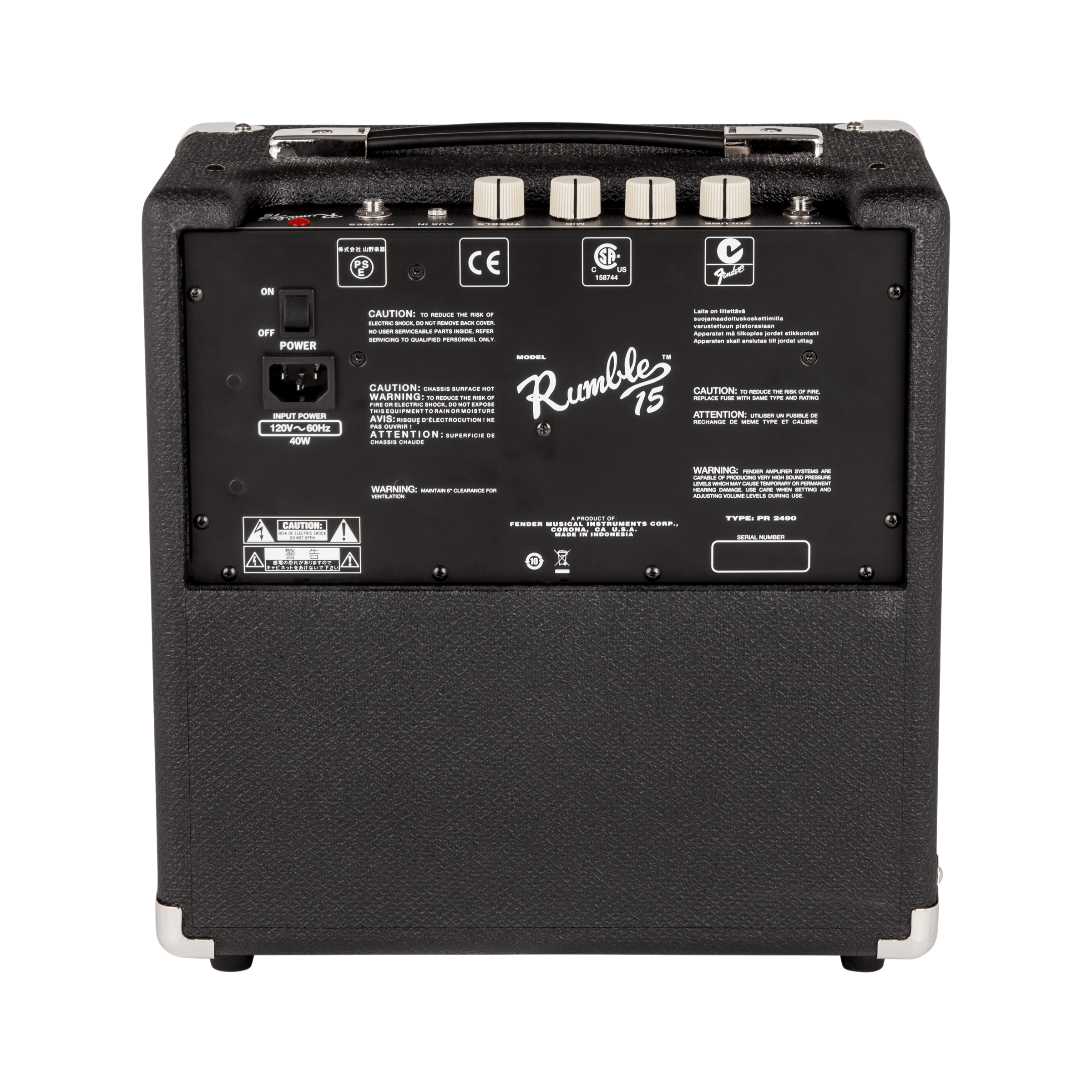 Fender Rumble 15 - 15-Watt Bass Amplifier - back