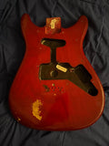 Late 70s Fender Lead Body Red - front with pickup cavities - Pauls Guitar Hideout
