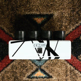 MXR EVH117 Flanger, white with black stripes: top end with the power jack and the 18V label