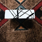 MXR EVH117 Flanger, white with black stripes: footswitch end of the enclosure