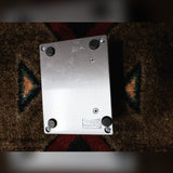 MXR M108S Ten Band EQ, silver: bottom plate with four rubber feet, the MXR badge and light scratches