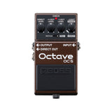 Boss OC-5 Octave pedal, enclosure with GUITAR/BASS switch, VINTAGE/POLY switch, DIRECT LEVEL knob, +1OCT knob, -1OCT knob, and -2OCT/RANGE knob.