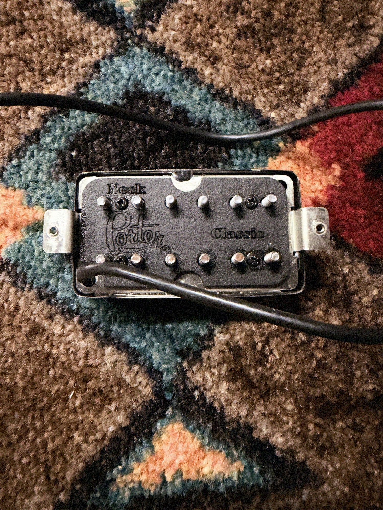 Porter Classic humbucker, neck, black cover: baseplate marked Neck, Porter and Classic