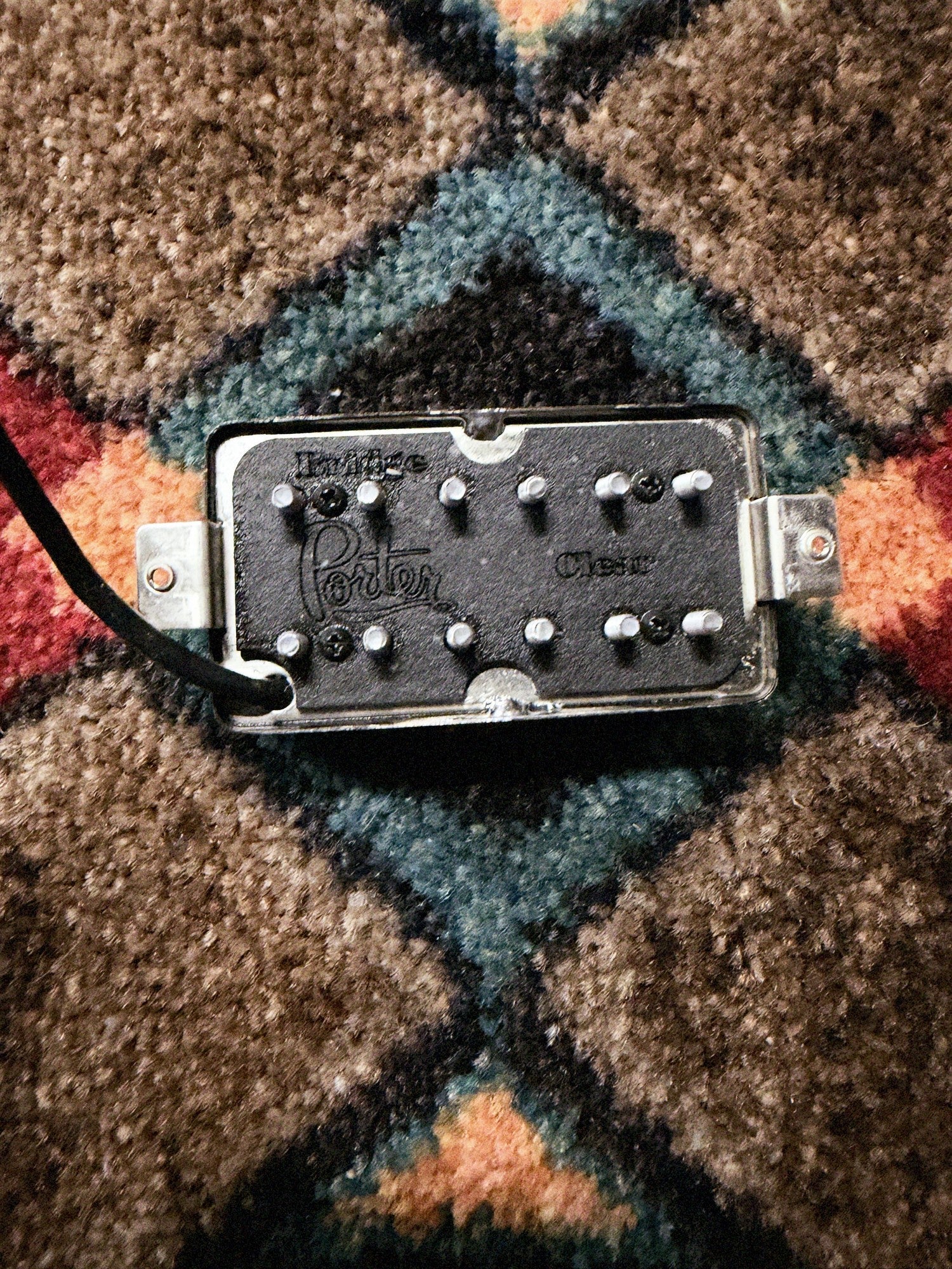 Porter Clear humbucker, bridge, black cover: baseplate marked Bridge, Porter and Clear