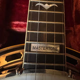 1974 Gibson Mastertone RB250 - fretboard inlays and Mastertone label - Pauls Guitar Hideout