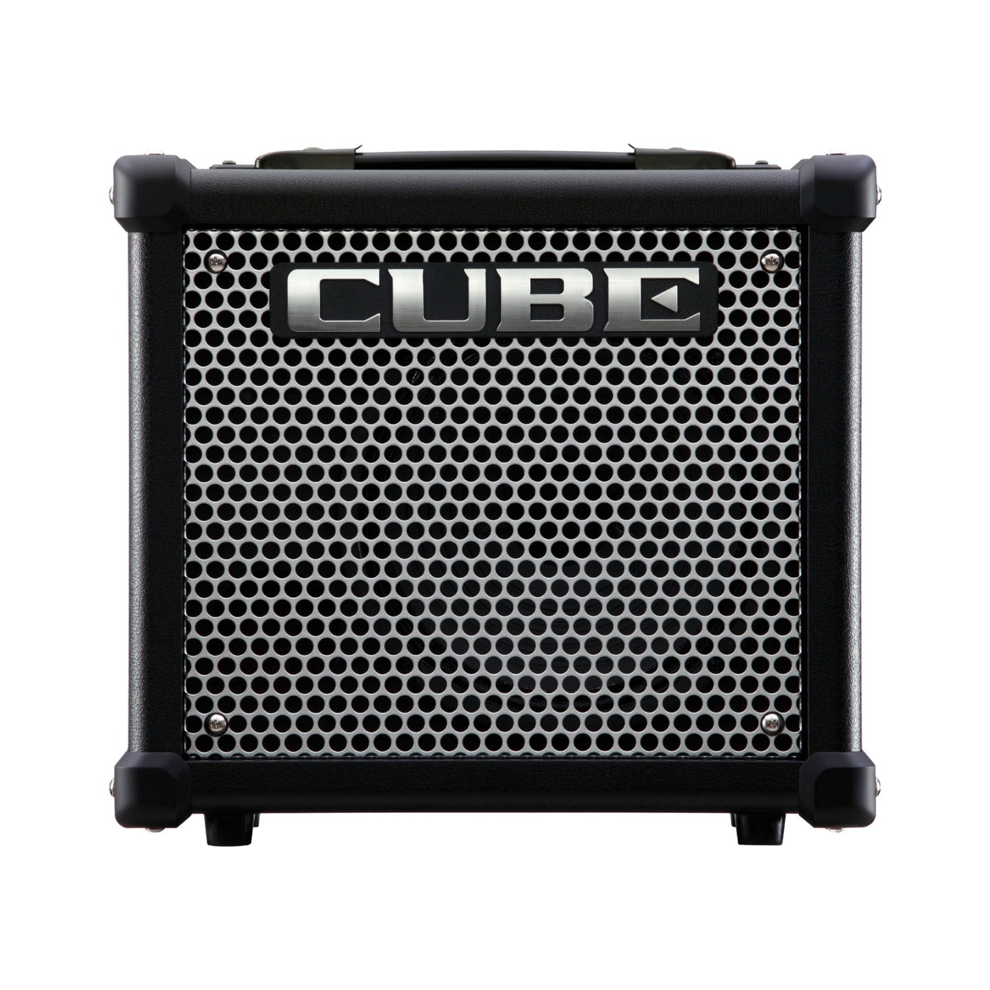 Roland CUBE-10GX 10-watt combo amp, front view with the metal grille and CUBE badge