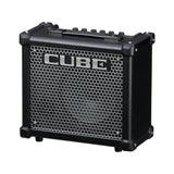 Roland CUBE-10GX combo amp from the front right, black cabinet with corner protectors and the top-mounted knobs