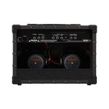 Roland JC-22 Jazz Chorus open back showing the two 6.5-inch speakers and the rear jacks for line out, effects loop and footswitches