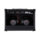 Roland JC-40 Jazz Chorus open back showing the two 10-inch speakers and the rear jacks for line out, effects loop and footswitches