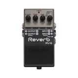 Boss RV-6 Reverb pedal, compact enclosure with E.LEVEL, TONE, TIME, and MODE knobs.