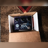 RYRA The Klone, dark blue sparkle: the pedal sitting in its open RYRA box