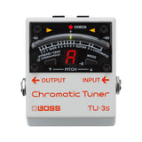 Boss TU-3S pedal, compact enclosure with MODE and STREAM/CENT buttons.