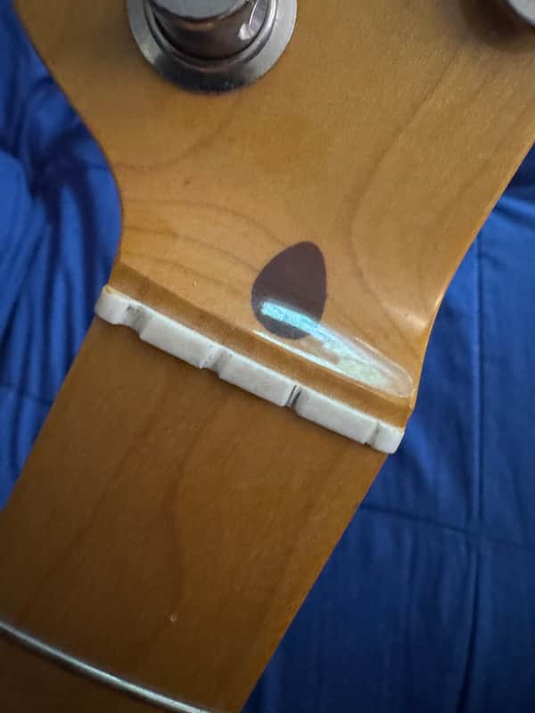 1990s Fender 51 Precision Bass - nut and first fret close-up - Pauls Guitar Hideout