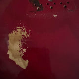Late 70s Fender Lead Body Red - front finish wear close-up - Pauls Guitar Hideout