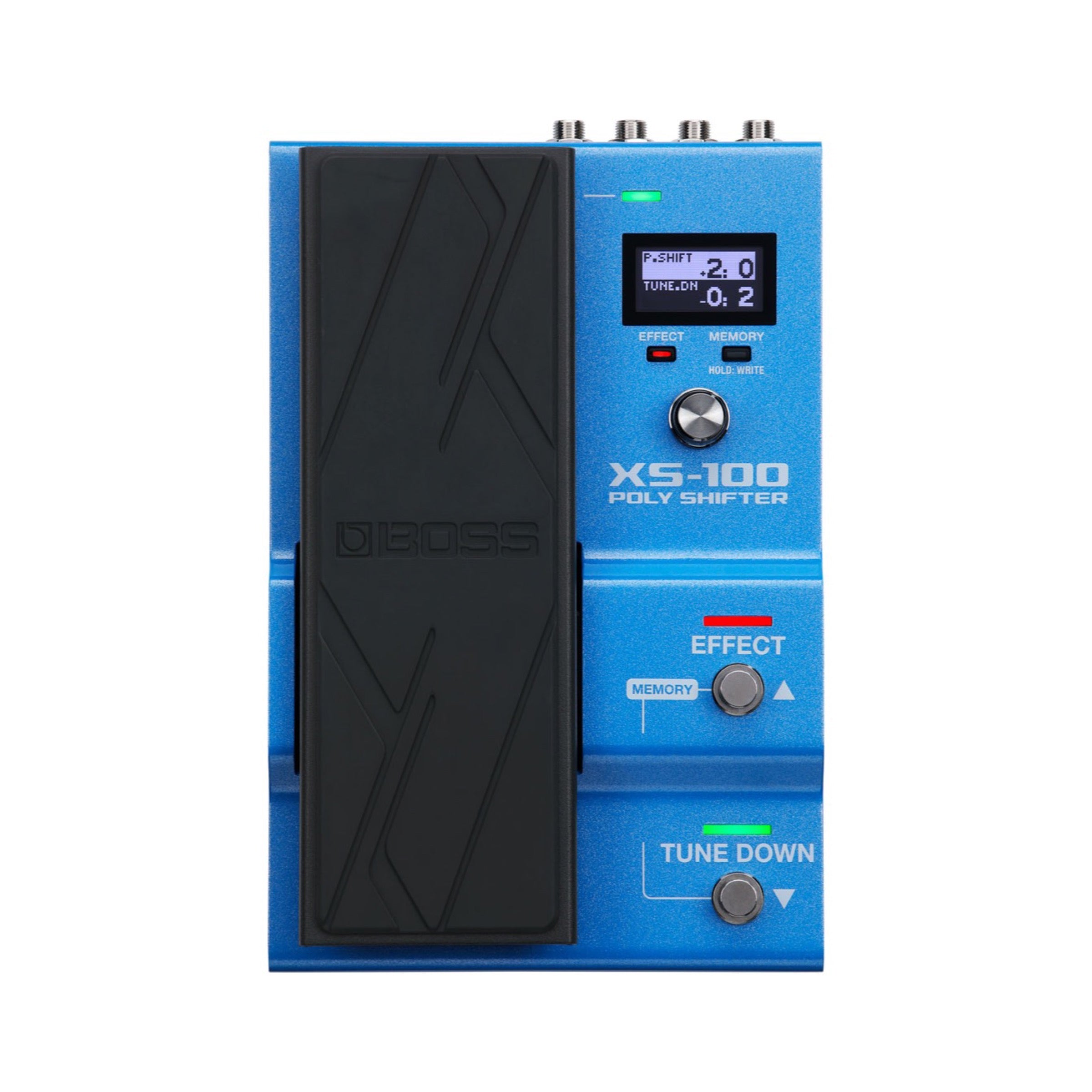 Boss XS-100 Poly Shifter pedal, enclosure with SELECT knob, EFFECT switch, and EXP1 pedal.